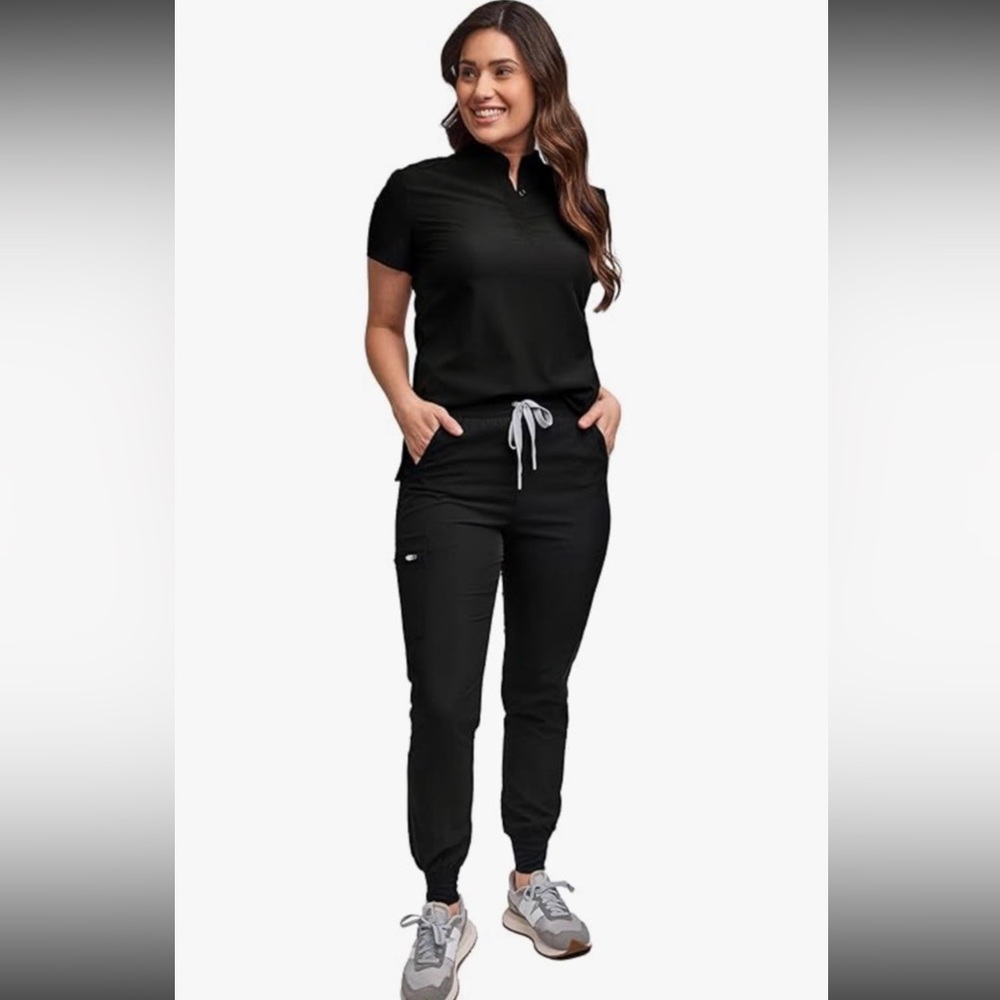 Green town black scrub set NWT
